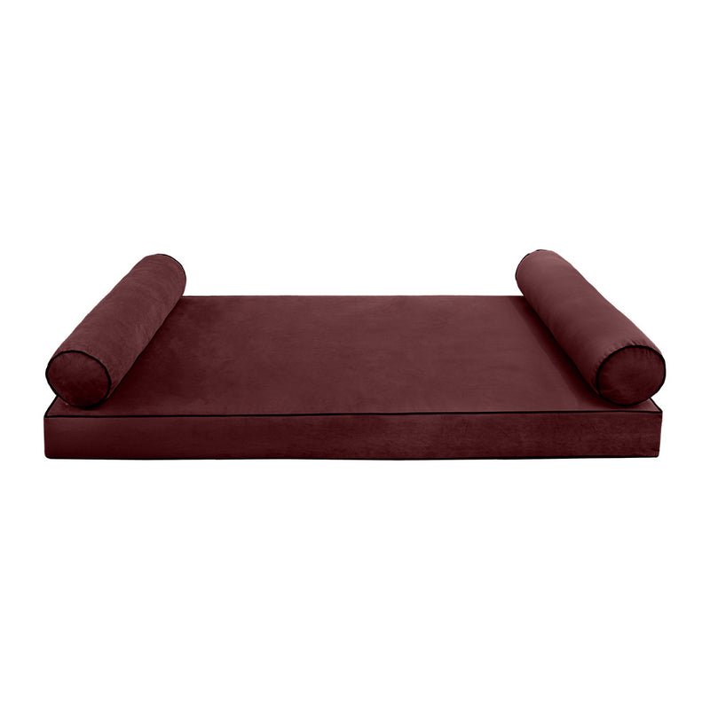 STYLE V5 - Velvet Indoor Daybed Mattress Bolster Cushion Pillow Complete Set