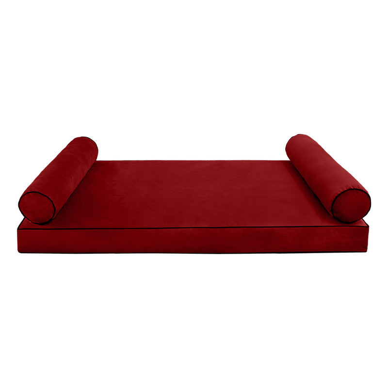 STYLE V5 - Velvet Indoor Daybed Mattress Bolster Cushion Pillow Complete Set