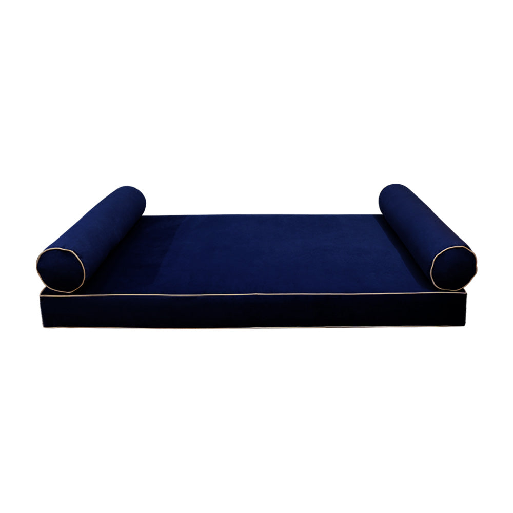 STYLE V5 - Velvet Indoor Daybed Mattress Bolster Pillow |COVERS ONLY|