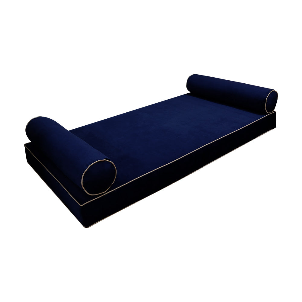 STYLE V5 - Velvet Indoor Daybed Mattress Bolster Cushion Pillow Complete Set