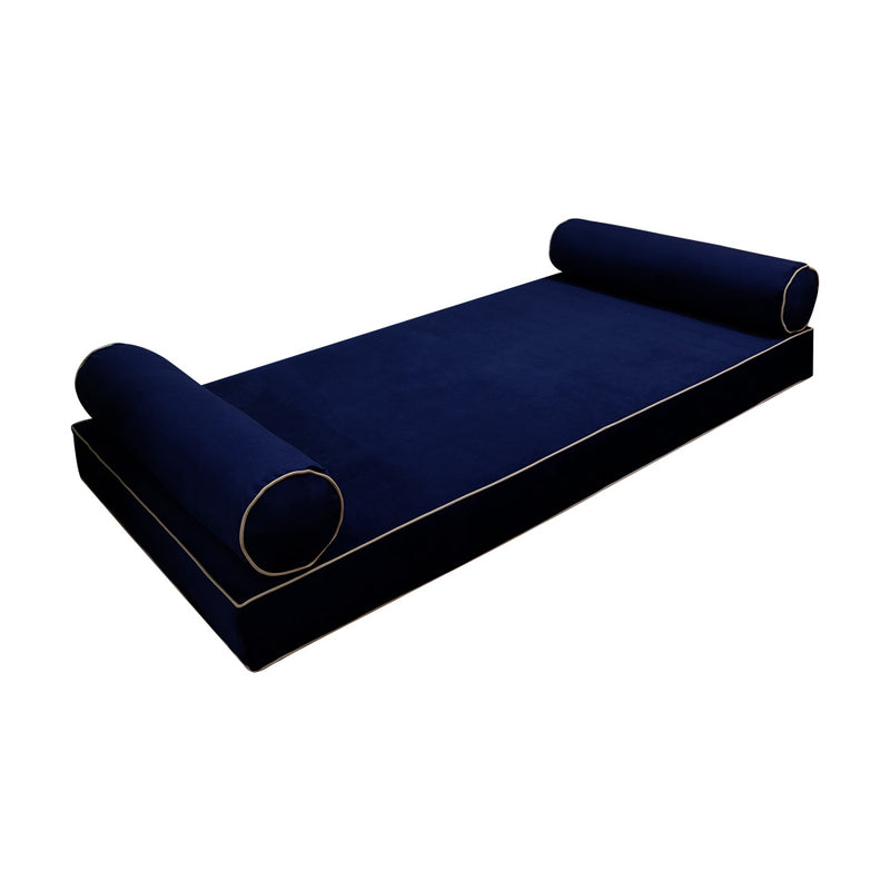 STYLE V5 - Velvet Indoor Daybed Mattress Bolster Cushion Pillow Complete Set