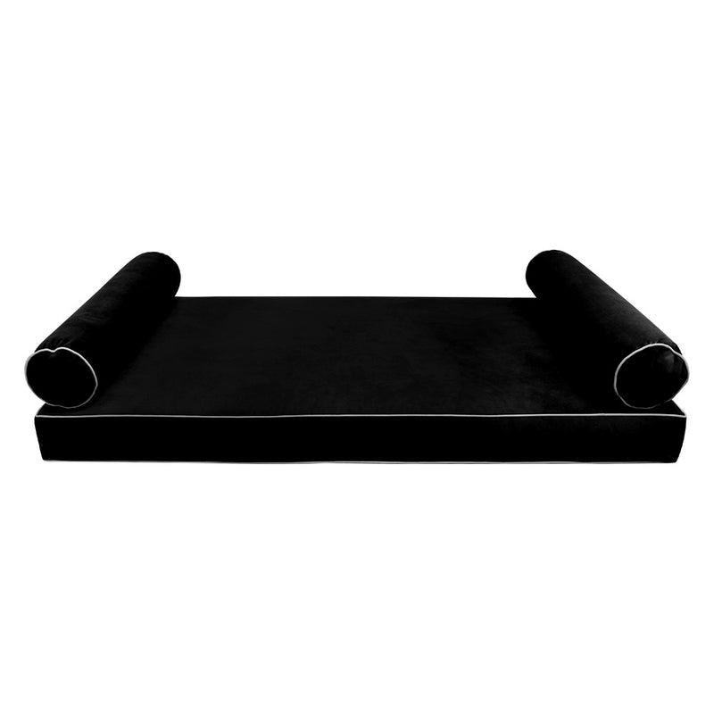 STYLE V5 - Velvet Indoor Daybed Mattress Bolster Cushion Pillow Complete Set