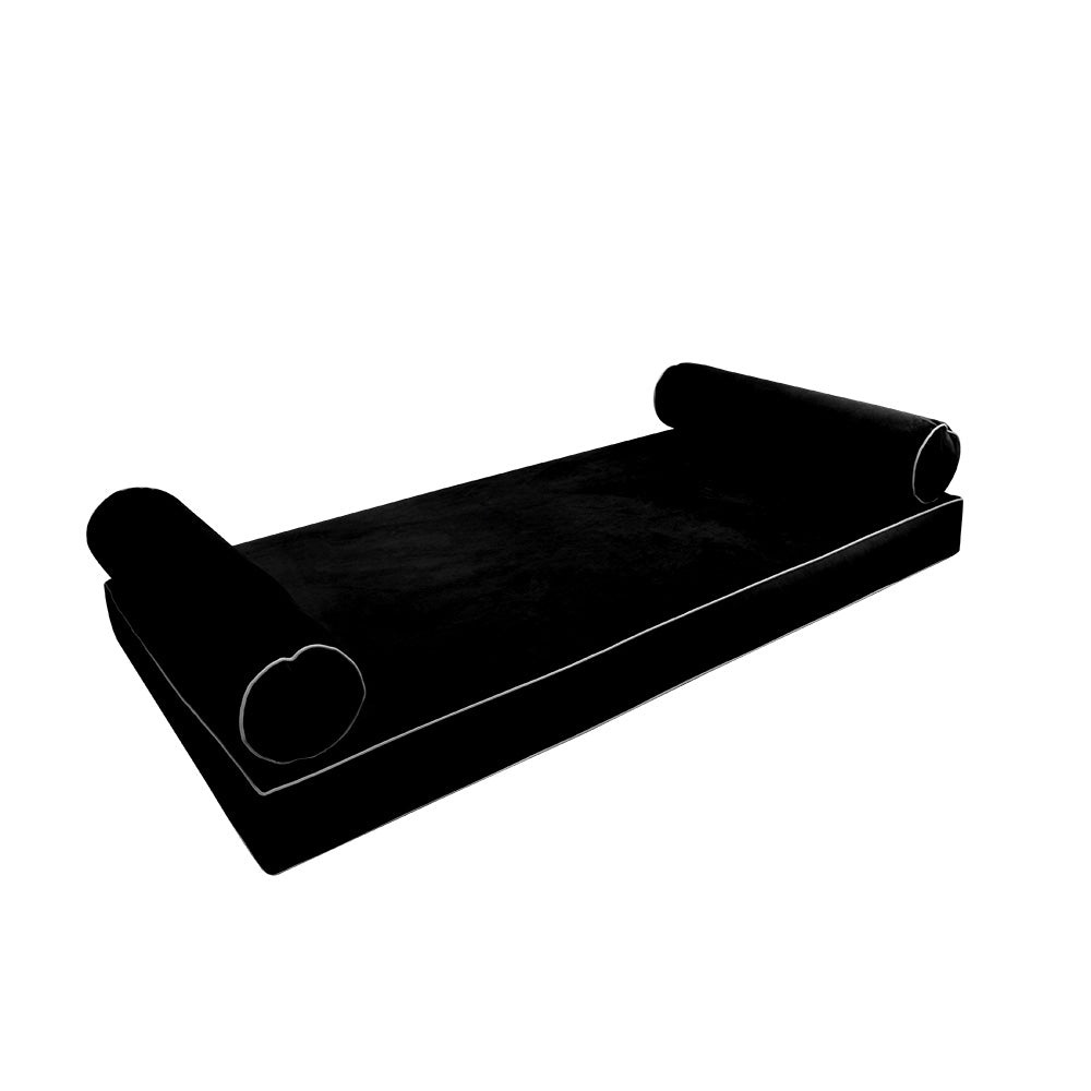 STYLE V5 - Velvet Indoor Daybed Mattress Bolster Cushion Pillow Complete Set