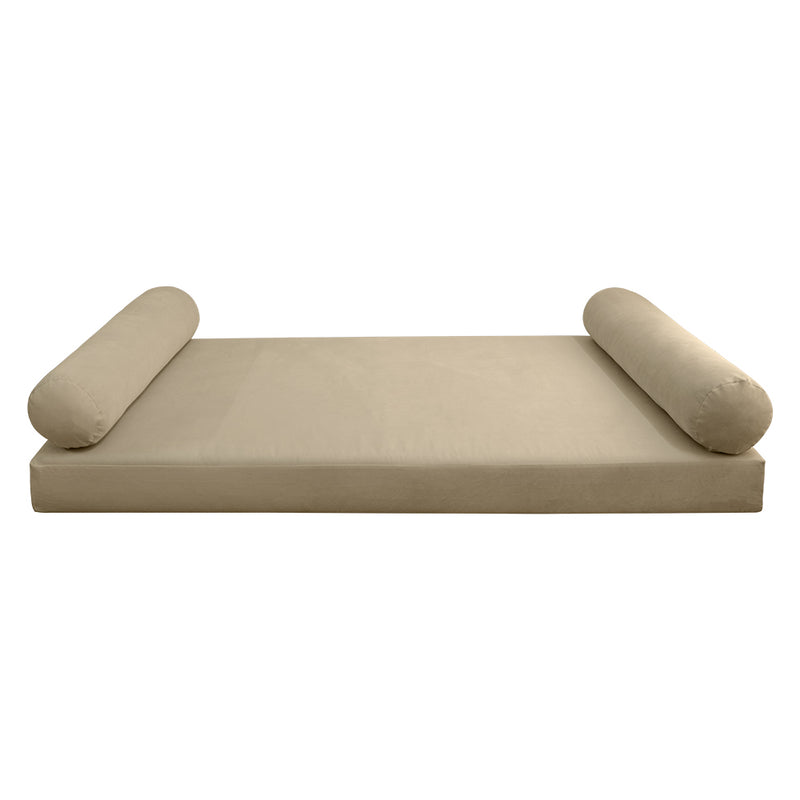 STYLE V5 - Velvet Indoor Daybed Mattress Bolster Cushion Pillow Complete Set
