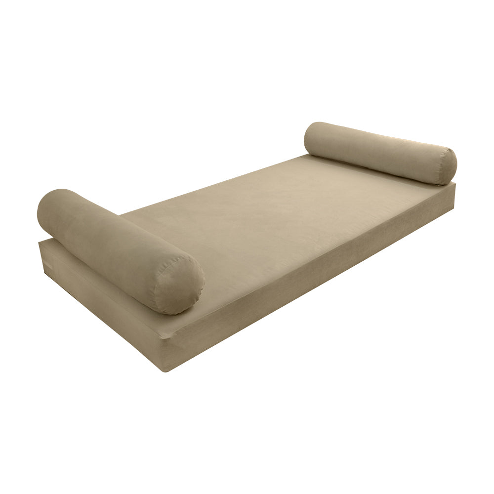 STYLE V5 - Velvet Indoor Daybed Mattress Bolster Cushion Pillow Complete Set