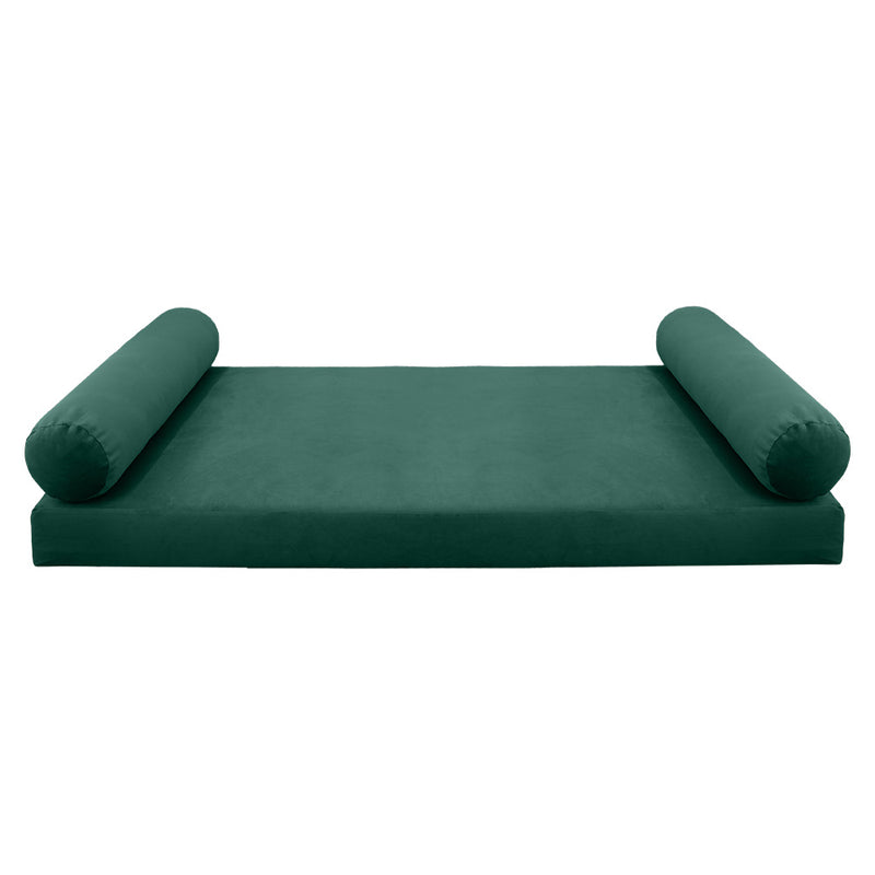 STYLE V5 - Velvet Indoor Daybed Mattress Bolster Cushion Pillow Complete Set
