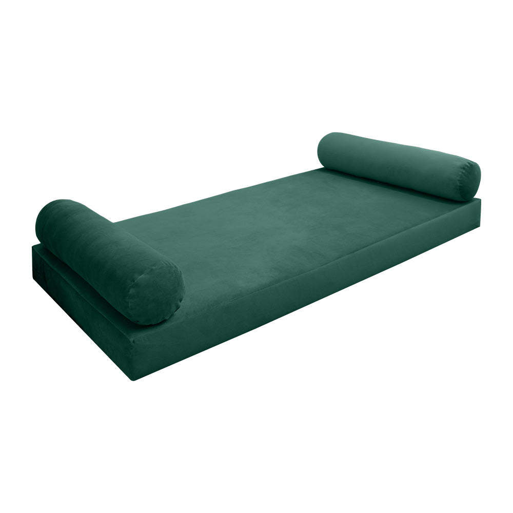 STYLE V5 - Velvet Indoor Daybed Mattress Bolster Cushion Pillow Complete Set