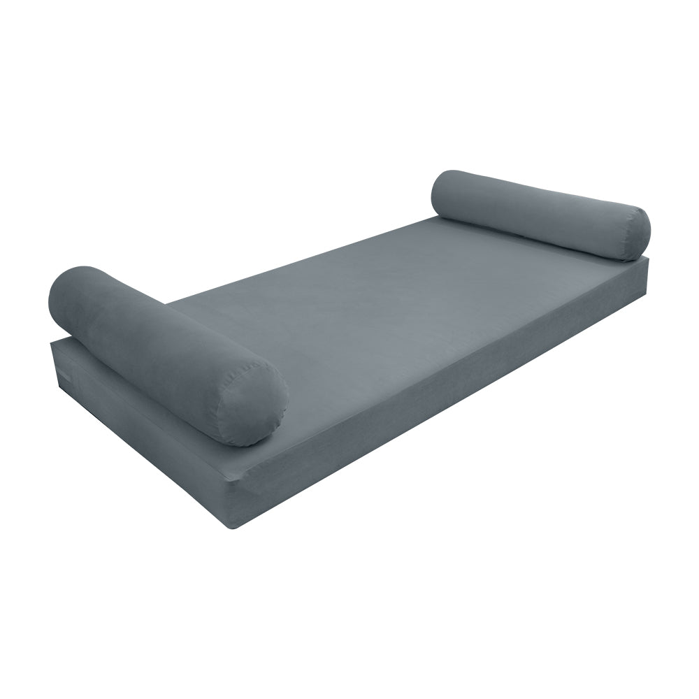 STYLE V5 - Velvet Indoor Daybed Mattress Bolster Cushion Pillow Complete Set