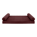 STYLE V5 - Velvet Indoor Daybed Mattress Bolster Cushion Pillow Complete Set