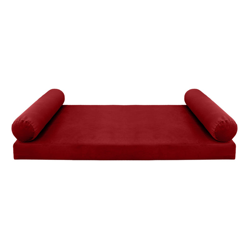 STYLE V5 - Velvet Indoor Daybed Mattress Bolster Cushion Pillow Complete Set