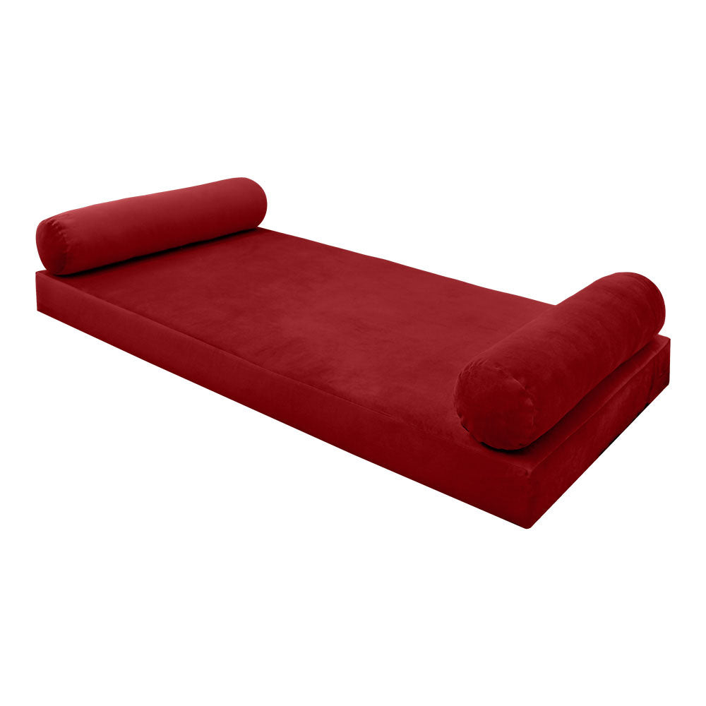 STYLE V5 - Velvet Indoor Daybed Mattress Bolster Pillow |COVERS ONLY|