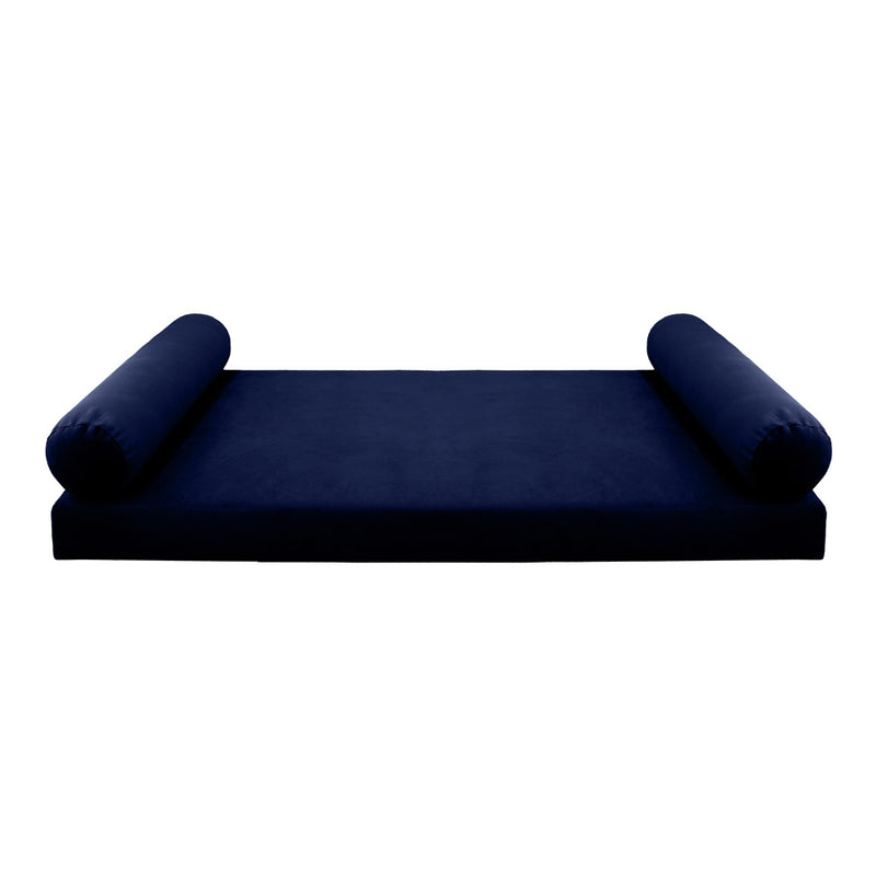 STYLE V5 - Velvet Indoor Daybed Mattress Bolster Cushion Pillow Complete Set