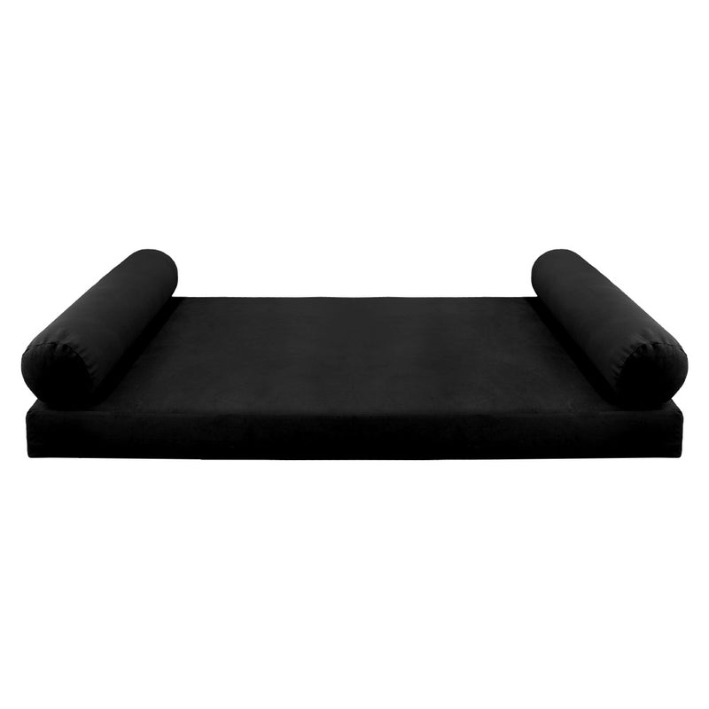 STYLE V5 - Velvet Indoor Daybed Mattress Bolster Cushion Pillow Complete Set