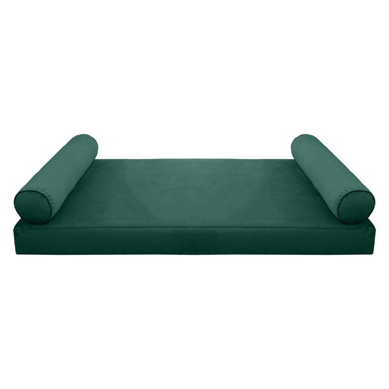 STYLE V5 - Velvet Indoor Daybed Mattress Bolster Cushion Pillow Complete Set