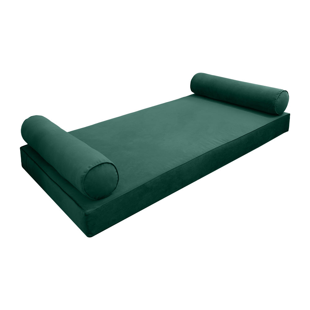 STYLE V5 - Velvet Indoor Daybed Mattress Bolster Cushion Pillow Complete Set