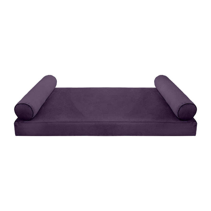 STYLE V5 - Velvet Indoor Daybed Mattress Bolster Cushion Pillow Complete Set