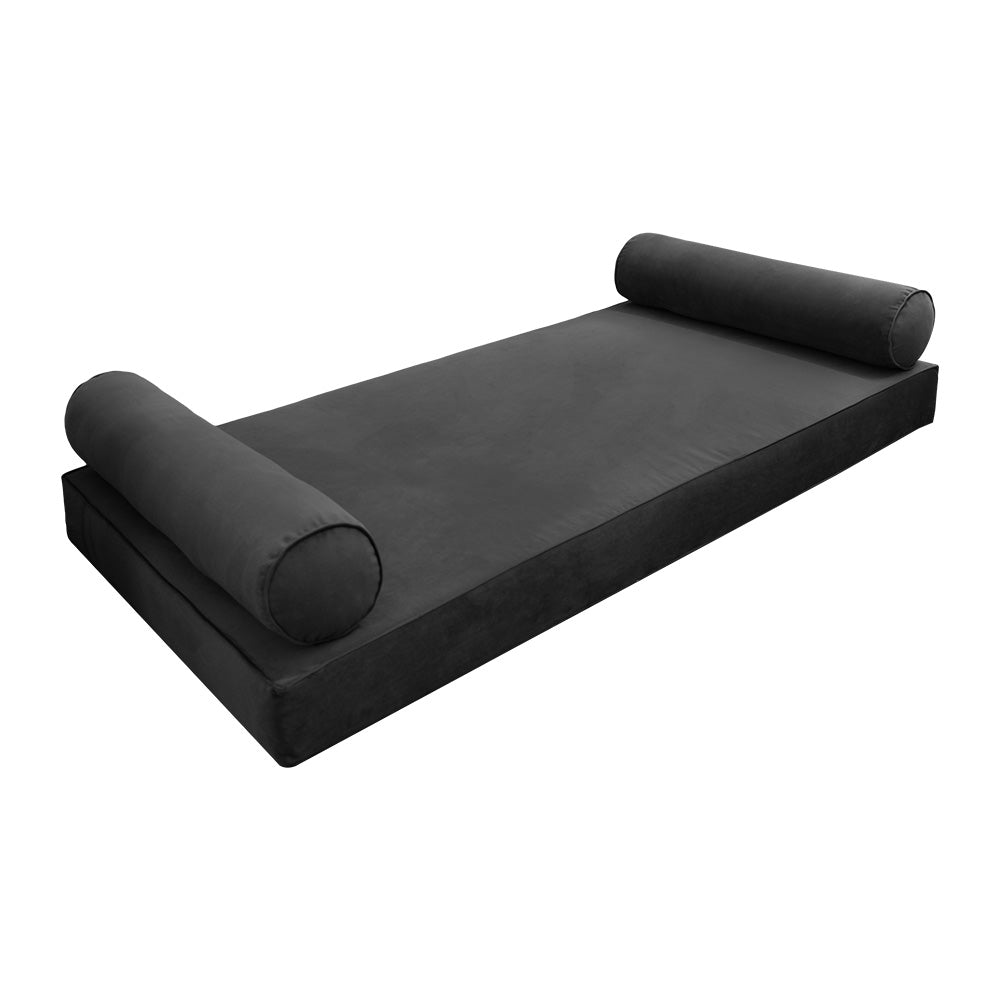 STYLE V5 - Velvet Indoor Daybed Mattress Bolster Cushion Pillow Complete Set