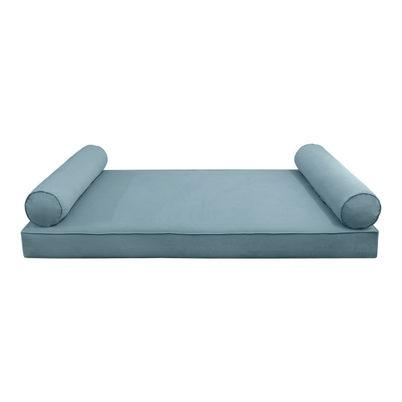 STYLE V5 - Velvet Indoor Daybed Mattress Bolster Cushion Pillow Complete Set