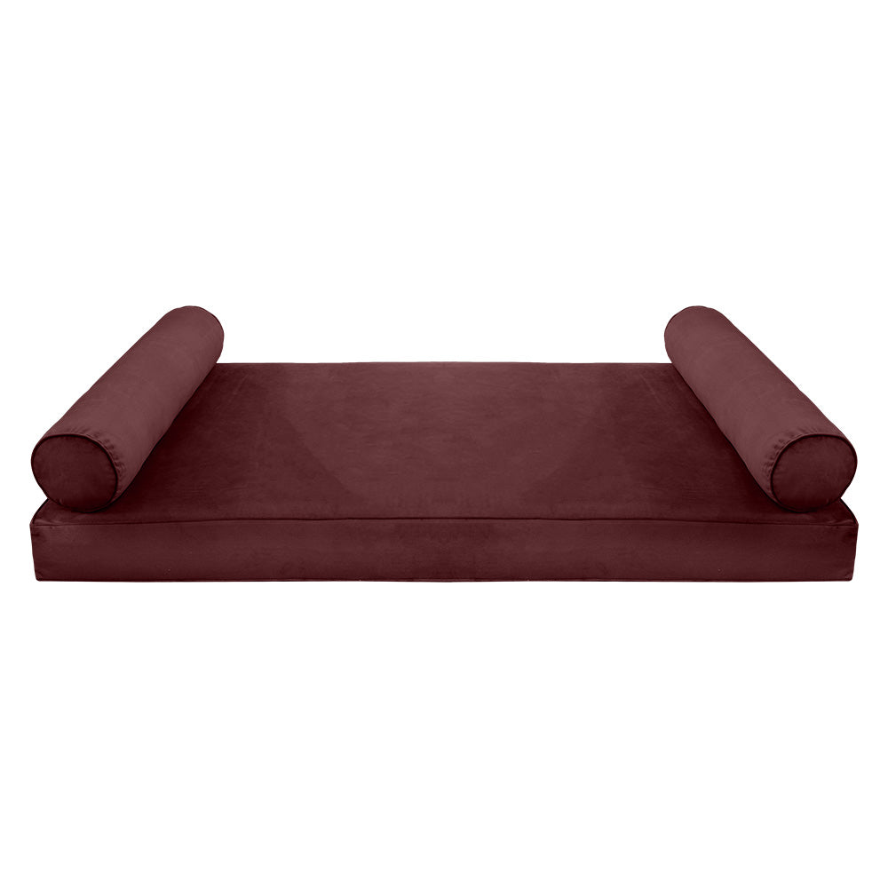STYLE V5 - Velvet Indoor Daybed Mattress Bolster Cushion Pillow Complete Set