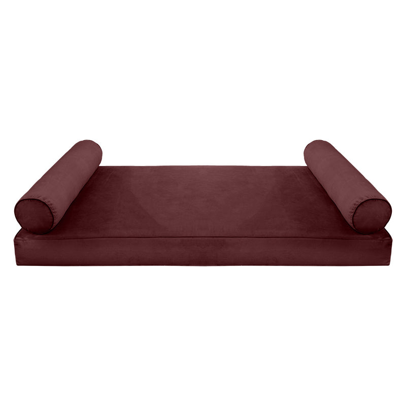 STYLE V5 - Velvet Indoor Daybed Mattress Bolster Cushion Pillow Complete Set