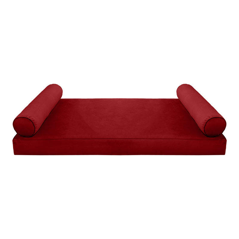 STYLE V5 - Velvet Indoor Daybed Mattress Bolster Cushion Pillow Complete Set