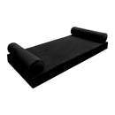 STYLE V5 - Velvet Indoor Daybed Mattress Bolster Cushion Pillow Complete Set