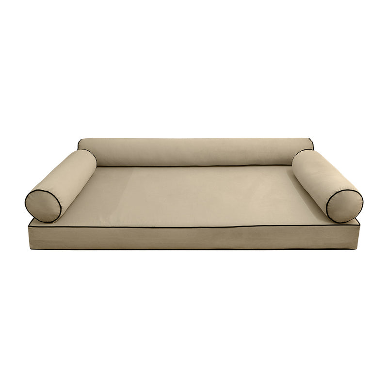 STYLE V6 - Velvet Indoor Daybed Mattress Bolster Cushion Pillow Complete Set