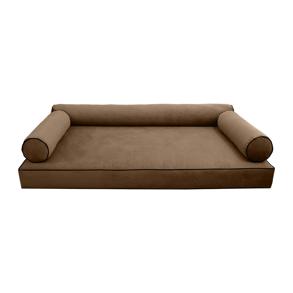STYLE V6 - Velvet Indoor Daybed Mattress Bolster Pillow |COVERS ONLY|