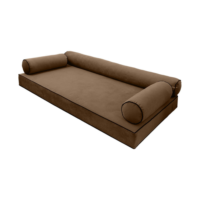 STYLE V6 - Velvet Indoor Daybed Mattress Bolster Cushion Pillow Complete Set