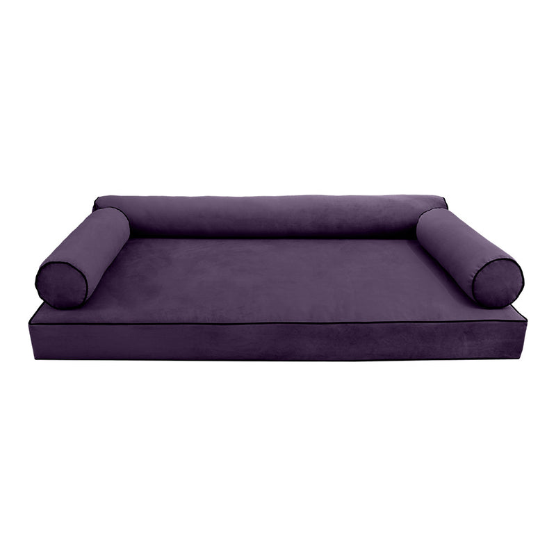 STYLE V6 - Velvet Indoor Daybed Mattress Bolster Cushion Pillow Complete Set