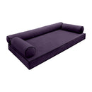STYLE V6 - Velvet Indoor Daybed Mattress Bolster Cushion Pillow Complete Set