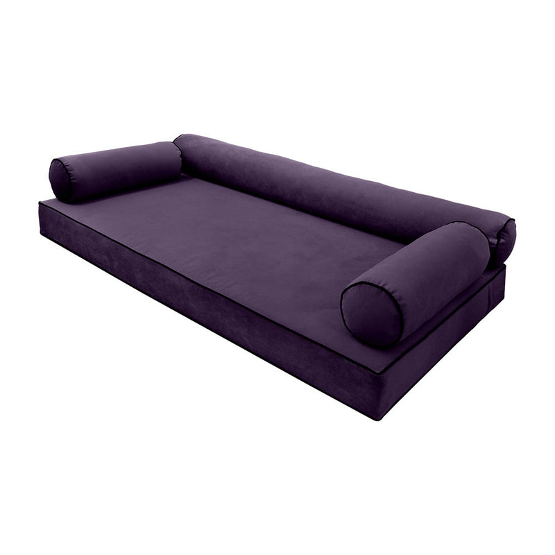 STYLE V6 - Velvet Indoor Daybed Mattress Bolster Pillow |COVERS ONLY|