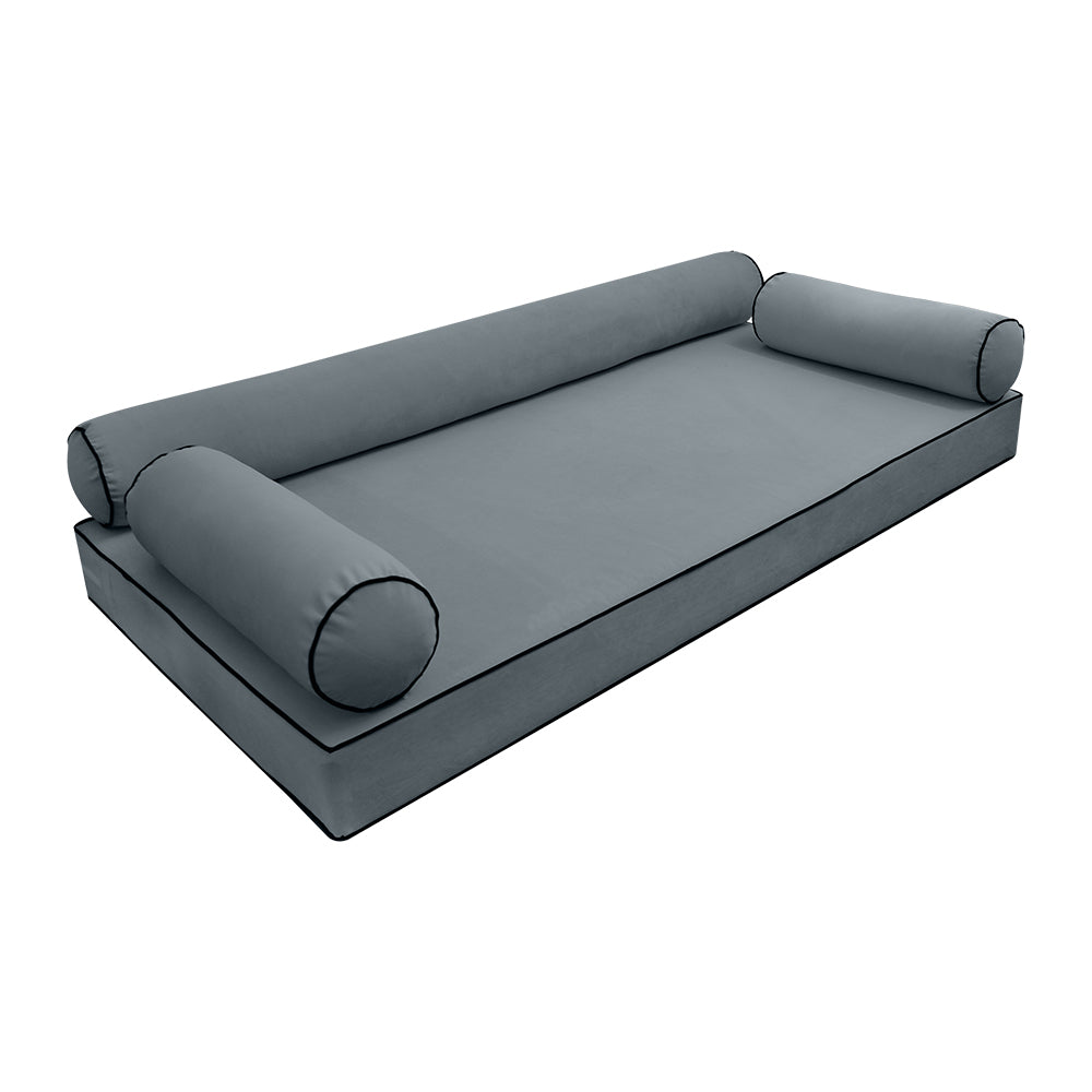 STYLE V6 - Velvet Indoor Daybed Mattress Bolster Cushion Pillow Complete Set