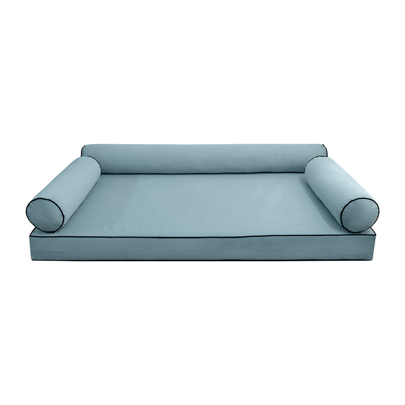 STYLE V6 - Velvet Indoor Daybed Mattress Bolster Cushion Pillow Complete Set