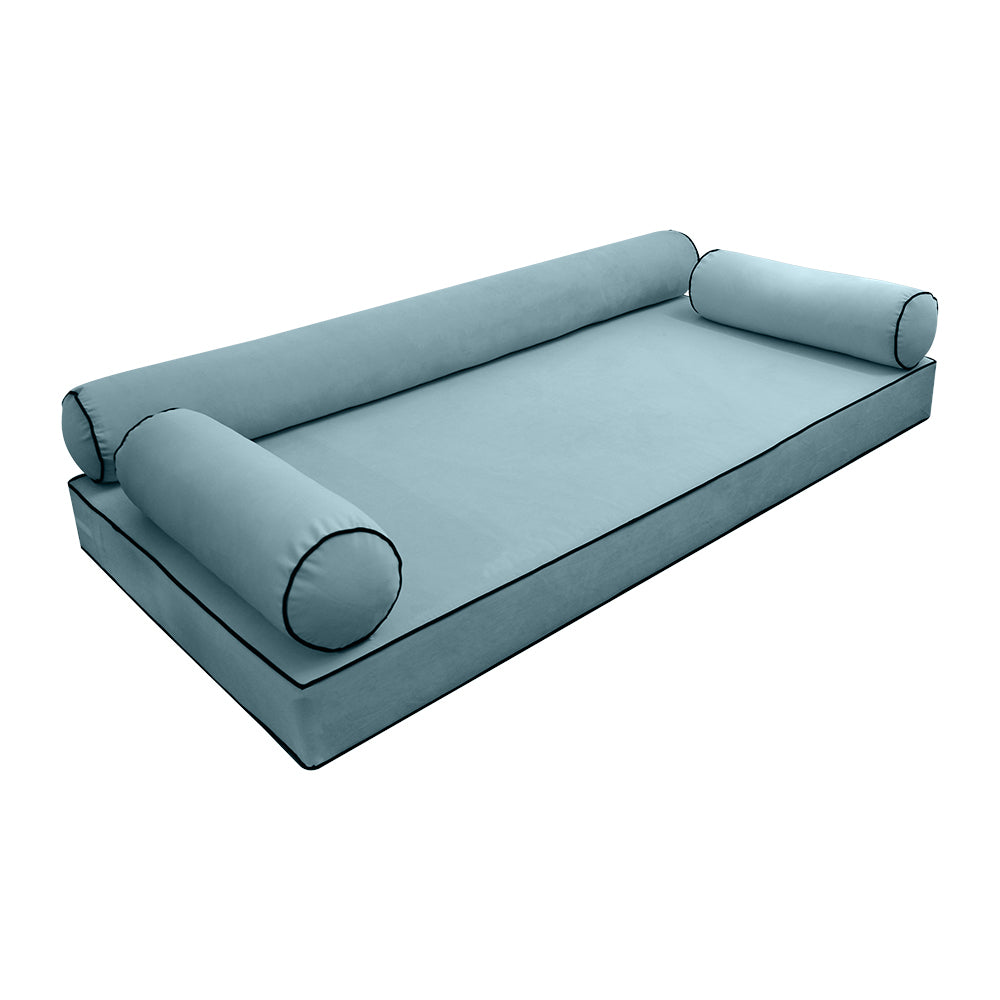 STYLE V6 - Velvet Indoor Daybed Mattress Bolster Cushion Pillow Complete Set