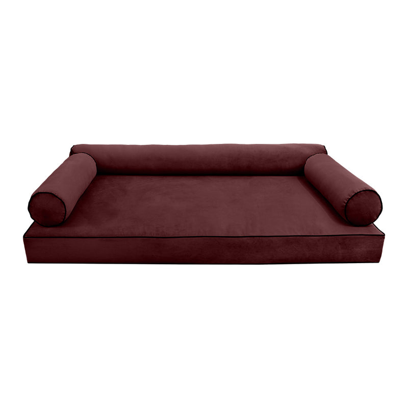 STYLE V6 - Velvet Indoor Daybed Mattress Bolster Cushion Pillow Complete Set
