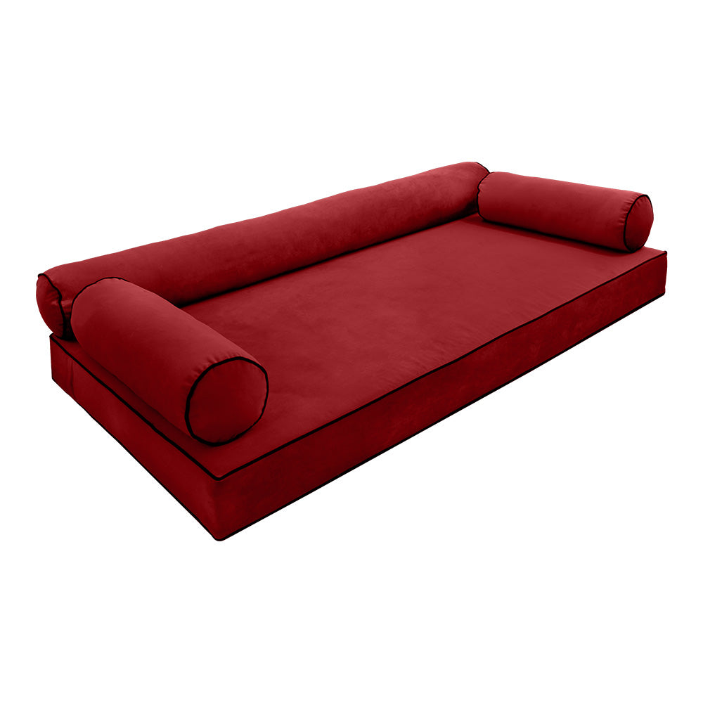 STYLE V6 - Velvet Indoor Daybed Mattress Bolster Cushion Pillow Complete Set