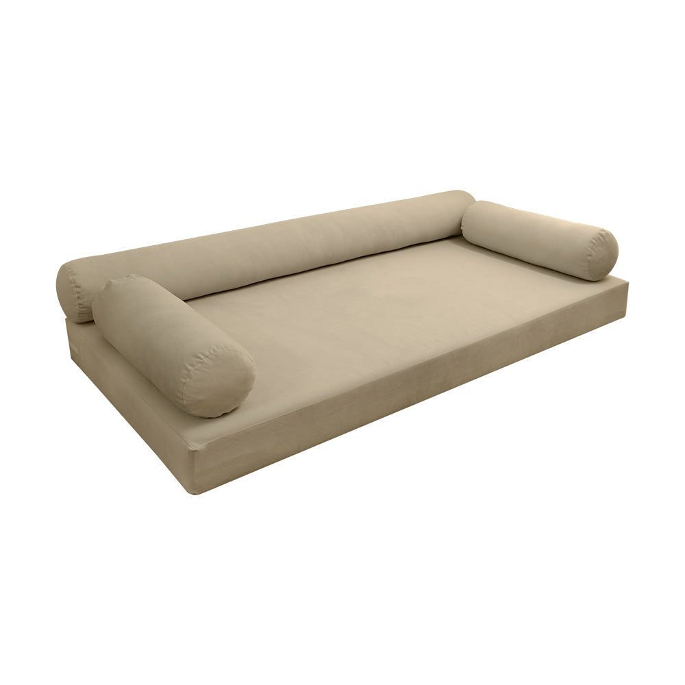 STYLE V6 - Velvet Indoor Daybed Mattress Bolster Cushion Pillow Complete Set