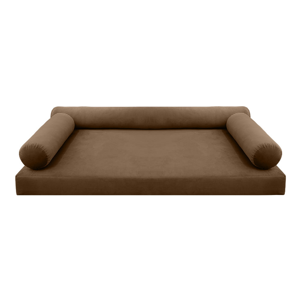 STYLE V6 - Velvet Indoor Daybed Mattress Bolster Cushion Pillow Complete Set