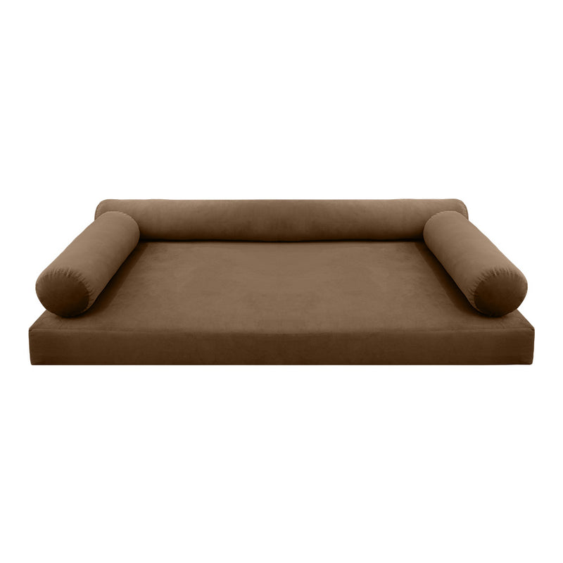 STYLE V6 - Velvet Indoor Daybed Mattress Bolster Cushion Pillow Complete Set
