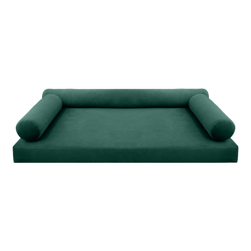 STYLE V6 - Velvet Indoor Daybed Mattress Bolster Cushion Pillow Complete Set