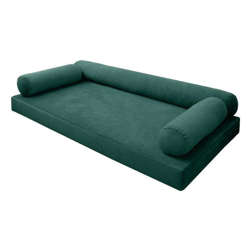 STYLE V6 - Velvet Indoor Daybed Mattress Bolster Cushion Pillow Complete Set