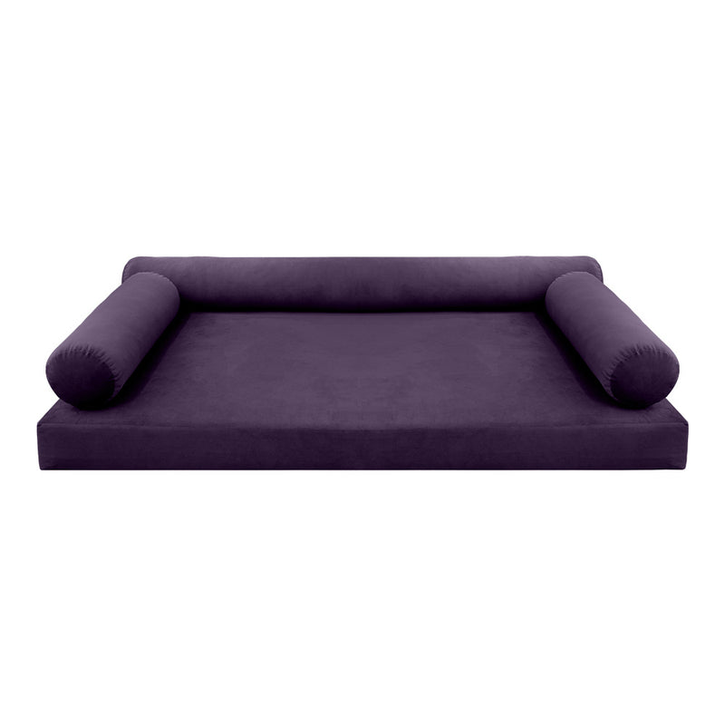 STYLE V6 - Velvet Indoor Daybed Mattress Bolster Cushion Pillow Complete Set