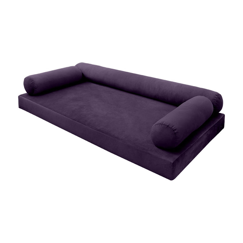 STYLE V6 - Velvet Indoor Daybed Mattress Bolster Cushion Pillow Complete Set