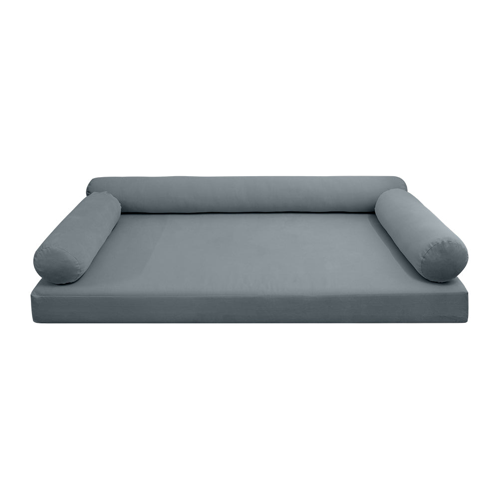 STYLE V6 - Velvet Indoor Daybed Mattress Bolster Cushion Pillow Complete Set