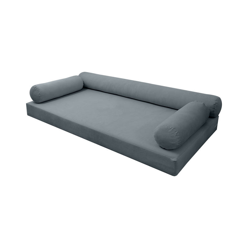 STYLE V6 - Velvet Indoor Daybed Mattress Bolster Cushion Pillow Complete Set