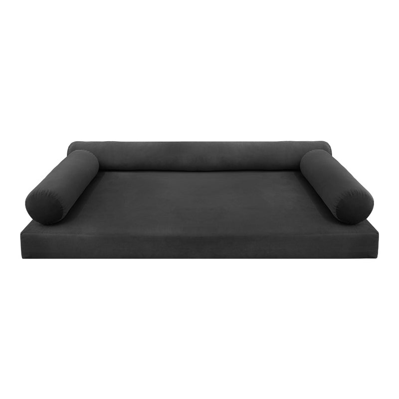 STYLE V6 - Velvet Indoor Daybed Mattress Bolster Cushion Pillow Complete Set