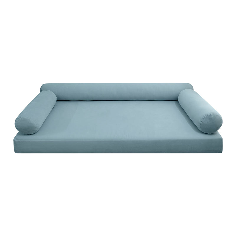 STYLE V6 - Velvet Indoor Daybed Mattress Bolster Cushion Pillow Complete Set
