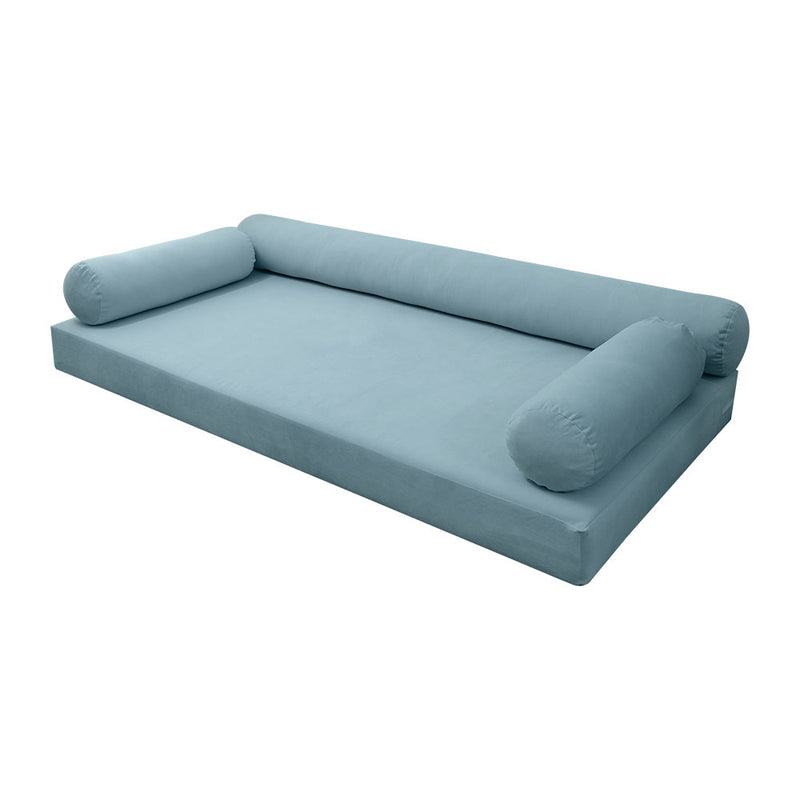 STYLE V6 - Velvet Indoor Daybed Mattress Bolster Cushion Pillow Complete Set