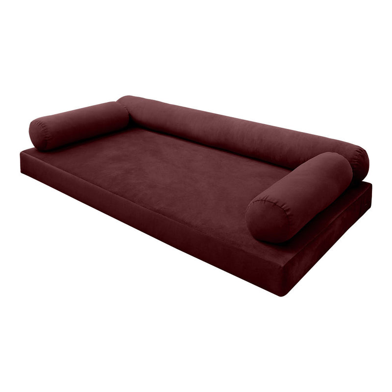 STYLE V6 - Velvet Indoor Daybed Mattress Bolster Cushion Pillow Complete Set